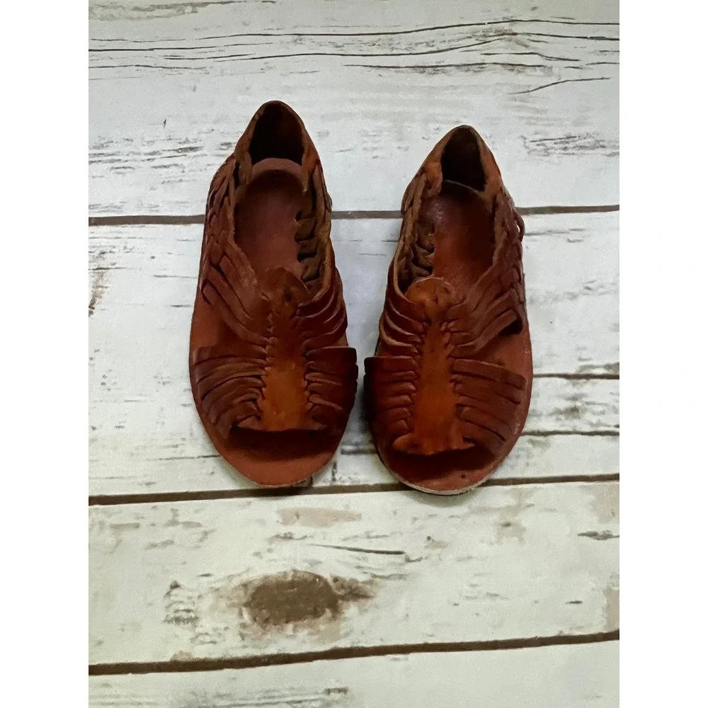 Huarache Sandals Brown Woven Leather Toddler Size 5.5in Outsole